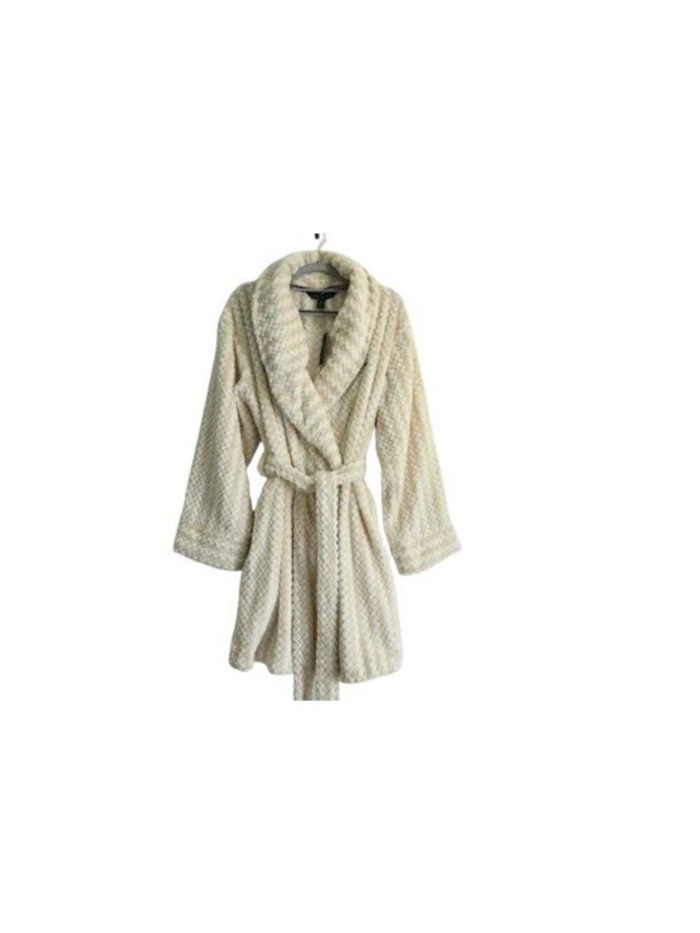 NEW Tommy Hilfiger Egret Tonal  Plush Robe Beige Cream Size L/XL Warm Soft